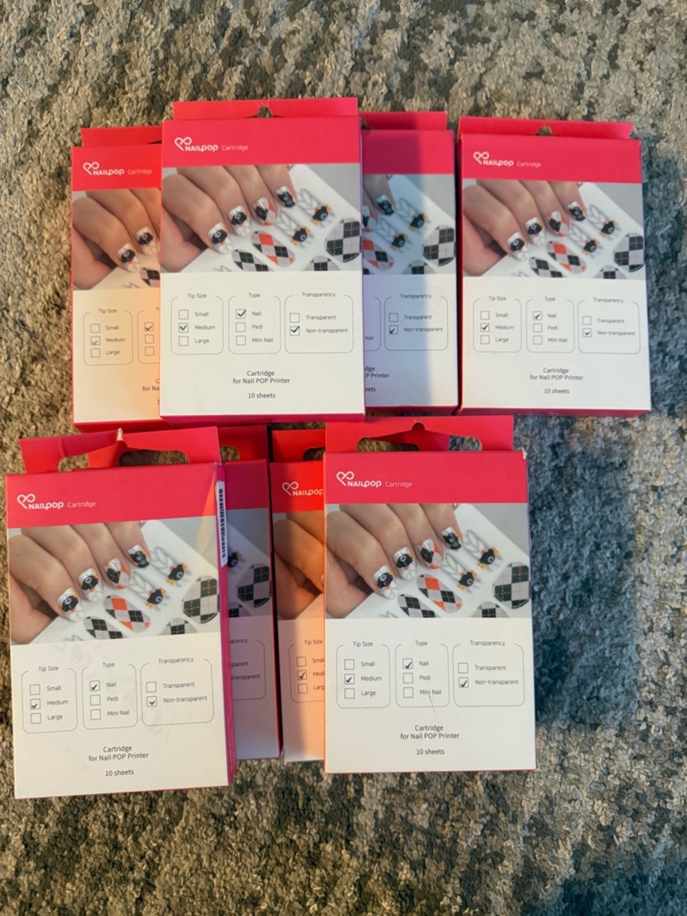 Nail Printer Cartridges in Pink and White